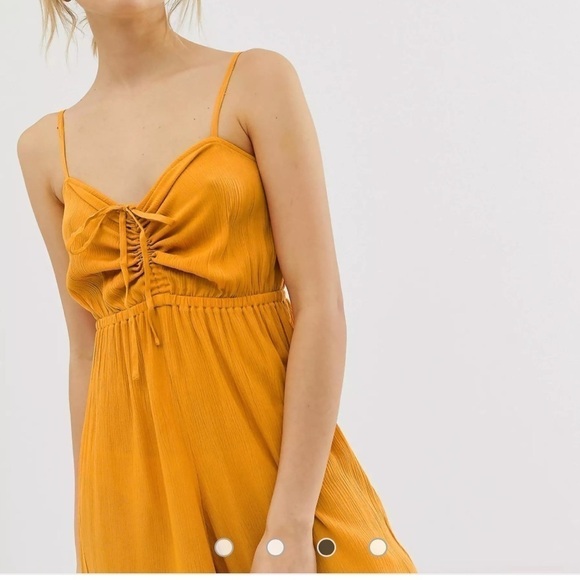 ASOS DESIGN cami jumpsuit with gathered bodice detail mustard size 10 - Picture 3 of 15